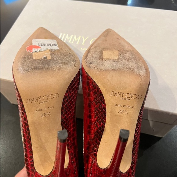 Authentic Jimmy Choo red snake anouk pump size 38.5. - Picture 9 of 12